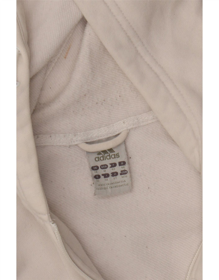 Женский укороченный свитер с капюшоном на молнии Adidas UK 14, средний, белый