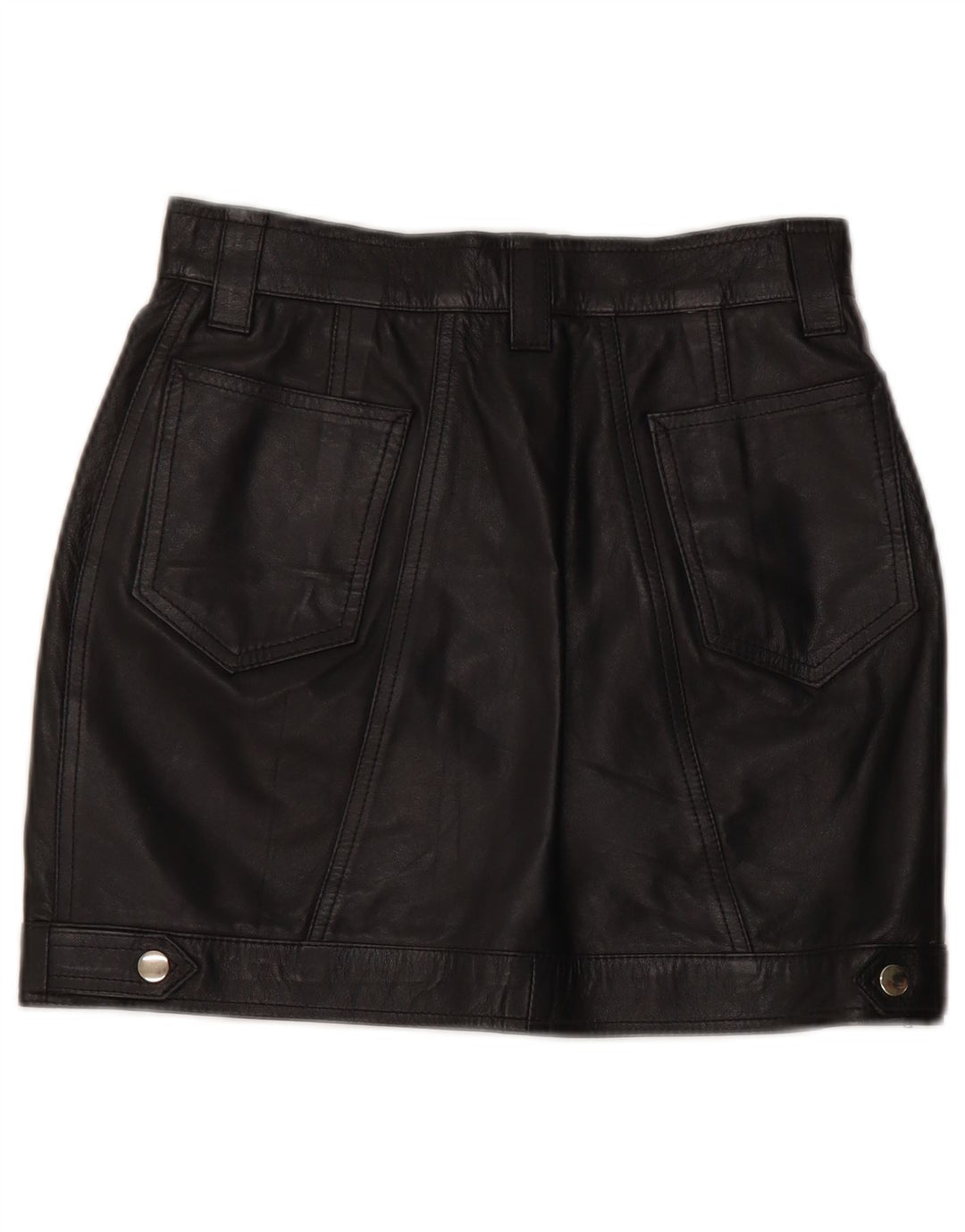 ВИНТАЖНАЯ Женская мини-кожаная юбка с завышенной талией IT 42 Medium W26 Черная