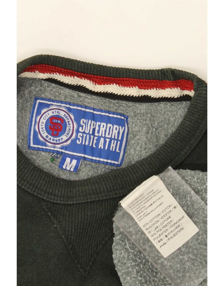 Мужской свитшот с рисунком Superdry, хлопковый джемпер среднего зеленого цвета