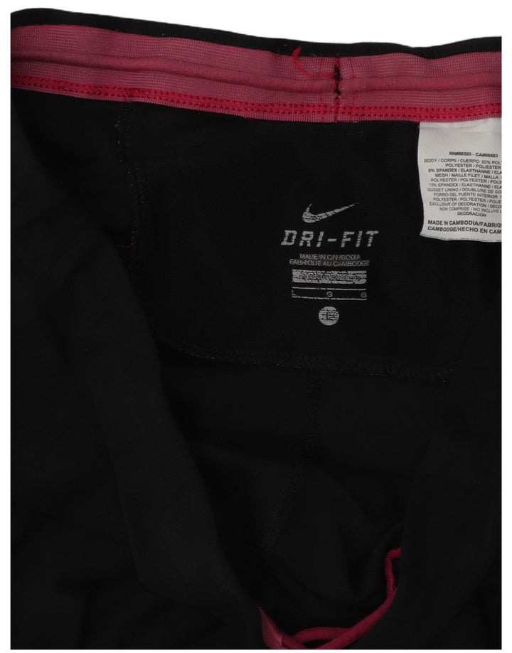 Женские спортивные брюки-капри NIKE Dri Fit UK 16, большие черные цветные блоки