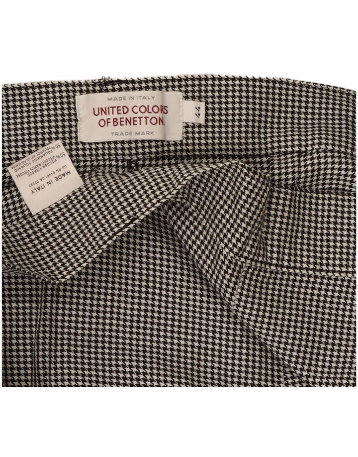 Брюки женские повседневные Benetton IT 44 Medium W28 L30 черные с узором «гусиные лапки»