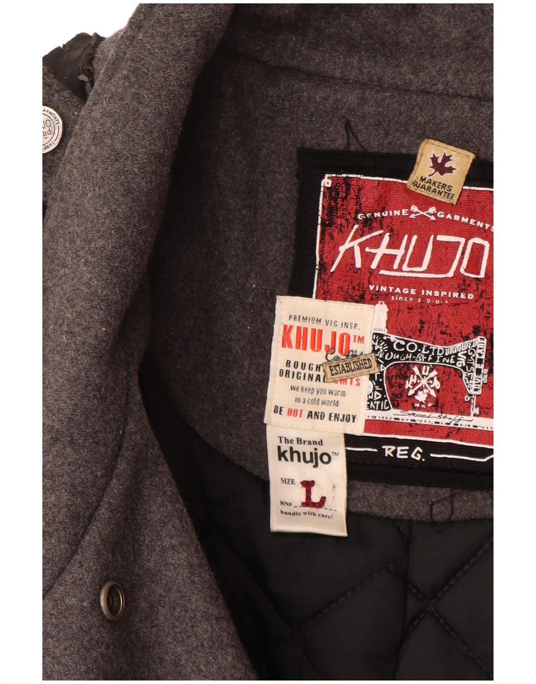 KHUJO Женское пальто в стиле милитари UK 16, большое, серое, шерстяное