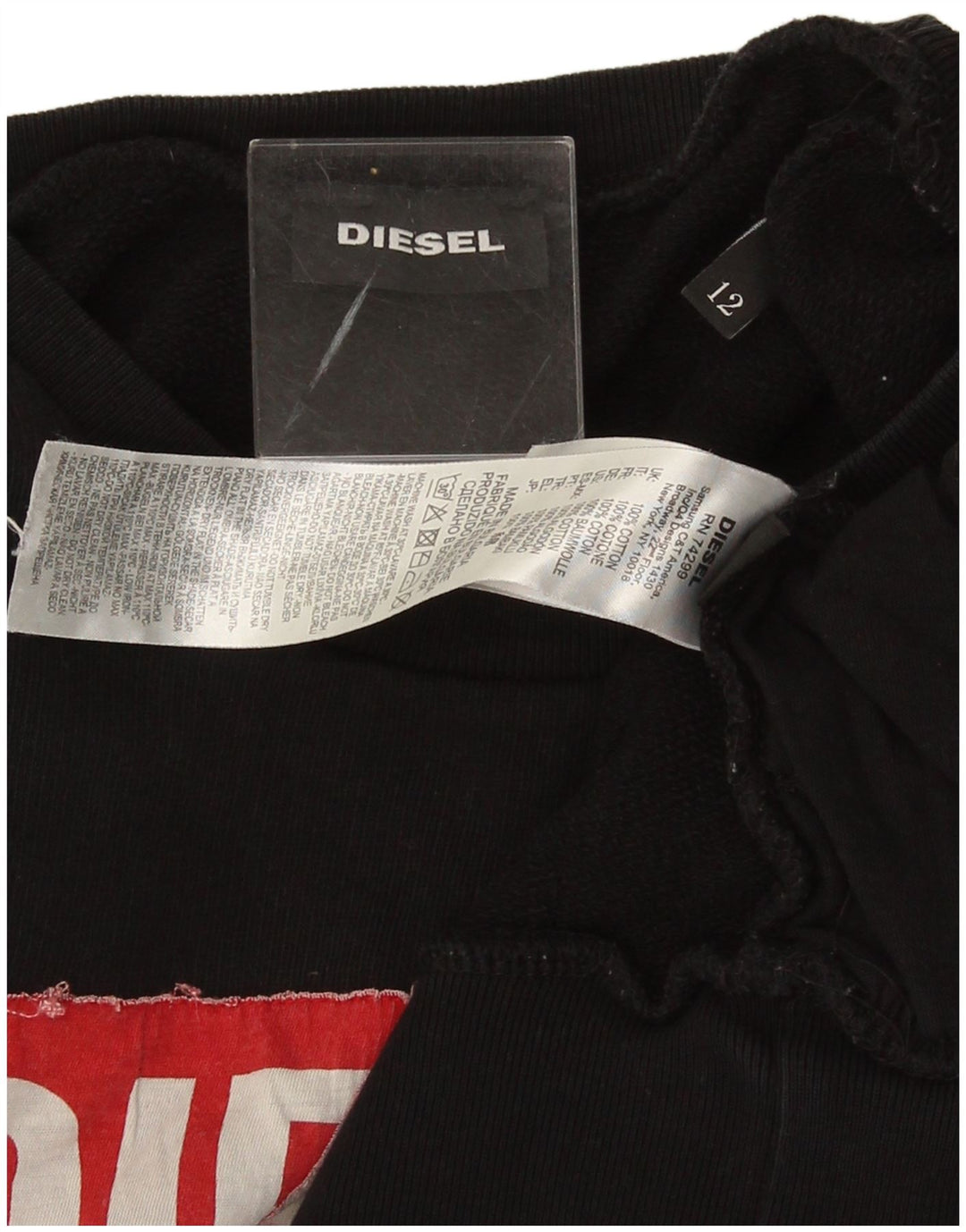 Женский свитер с рисунком Diesel UK 12, средний черный хлопковый джемпер