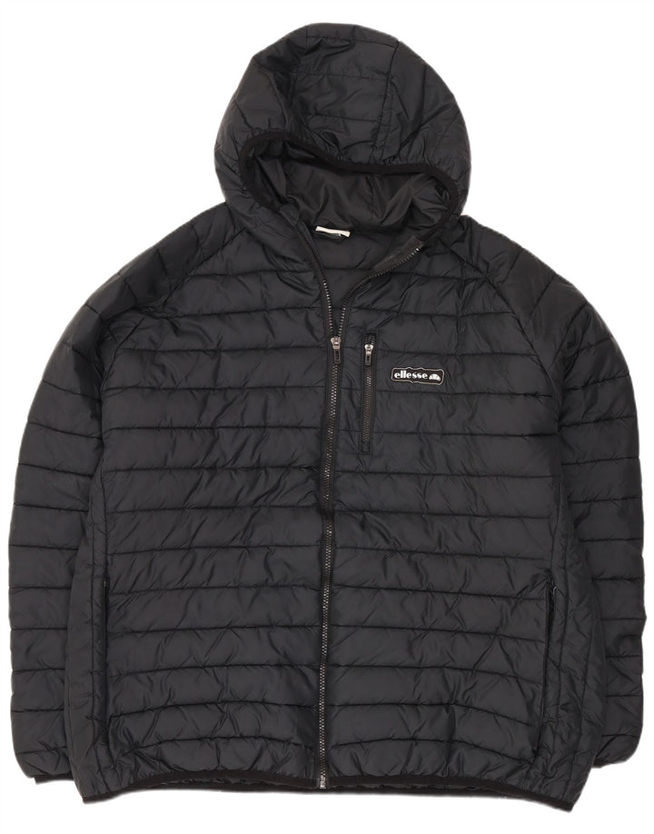 Женская стеганая куртка Ellesse с капюшоном UK 24 4XL, черный полиэстер