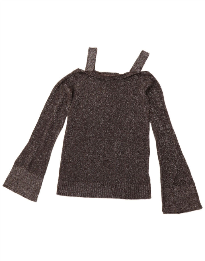 Женская блузка с открытыми плечами MICHAEL KORS UK 6 XS, серый хлопок с крапинками