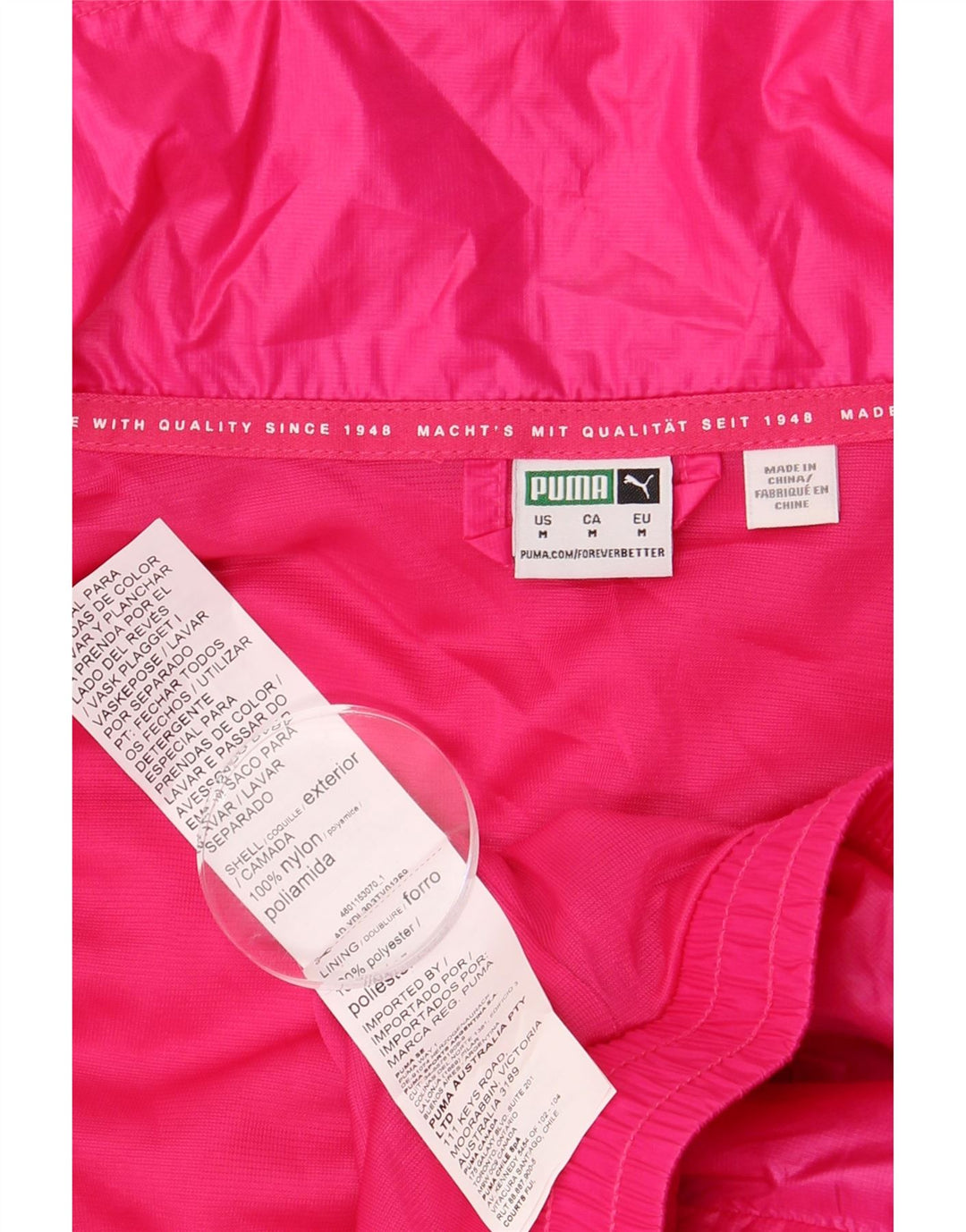Женский укороченный спортивный костюм большого размера PUMA UK 14, нейлон среднего розового цвета