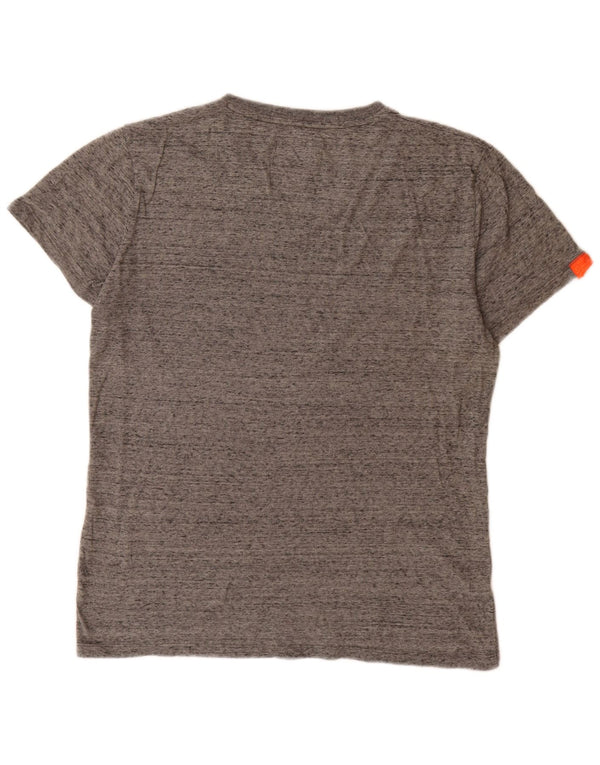 Superdry Mens T-Shirt Top Medium Grey Flecked Cotton