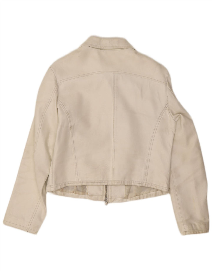 Masterpelle Женская укороченная кожаная куртка IT 48 XL Белая кожа