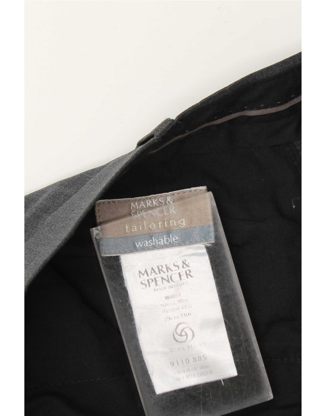 Мужские костюмные брюки строгого кроя Marks & Spencer W38 L31 серые из полиэстера