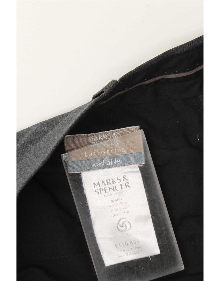 Мужские костюмные брюки строгого кроя Marks & Spencer W38 L31 серые из полиэстера