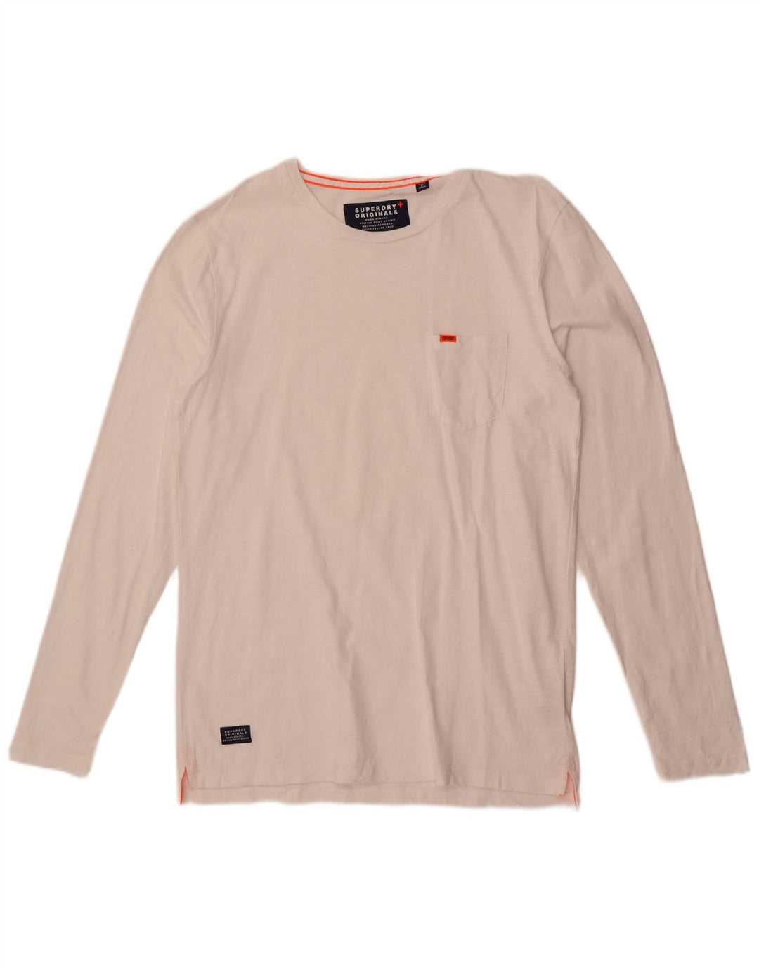 Мужской топ Superdry с длинным рукавом, большой белый хлопок