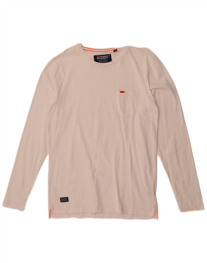 Мужской топ Superdry с длинным рукавом, большой белый хлопок