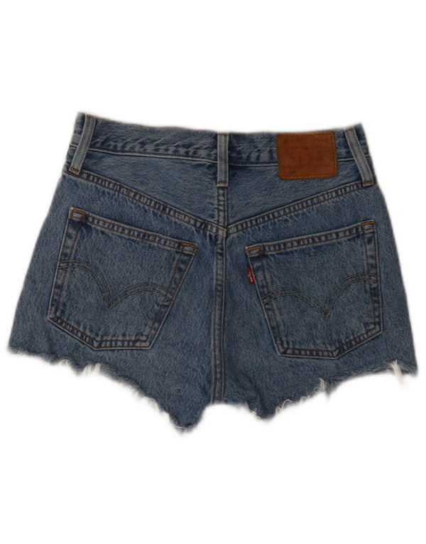 Женские джинсовые шорты Levi's 501 с графическим рисунком W23 2XS Синие, хлопок с цветными блоками