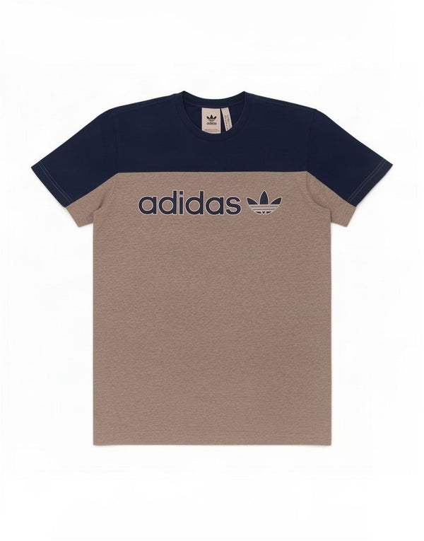 Adidas Мужская футболка с рисунком Верх среднего серого цвета из хлопка с цветными блоками