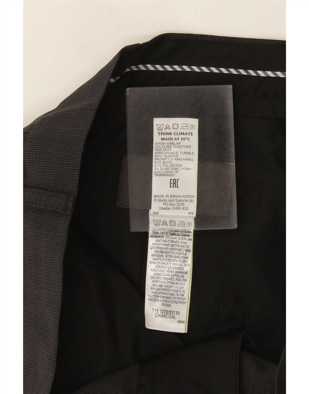 Мужские прямые костюмные брюки Marks & Spencer W38 L31 серые шерстяные