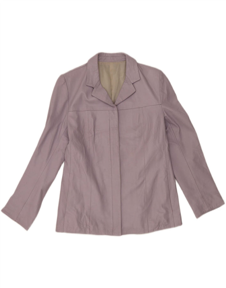 Alta Moda Женский кожаный пиджак с молнией во всю длину IT 50 XL Фиолетовый кожаный