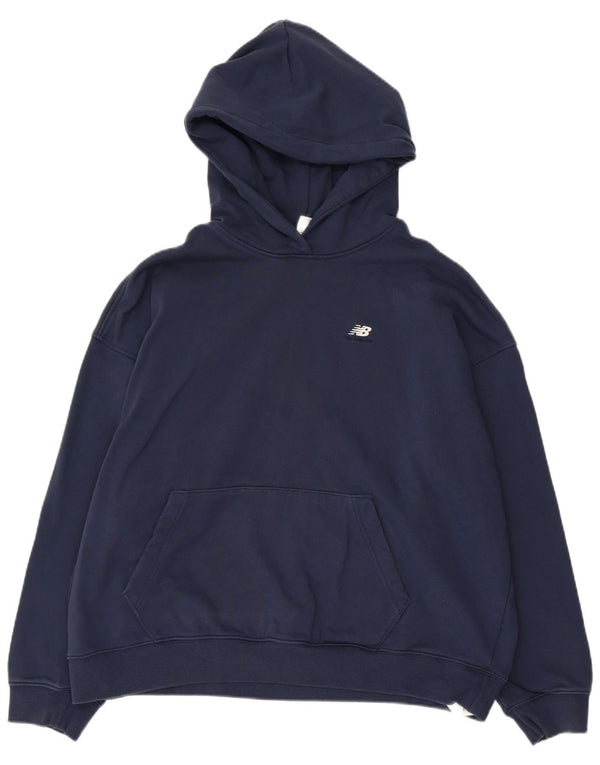 NEW BALANCE Mens Hoodie Jumper XL Navy Blue Cotton