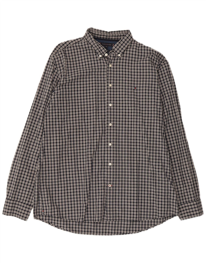 Мужская рубашка стандартного кроя Tommy Hilfiger 2XL, серая, хлопковая в клетку