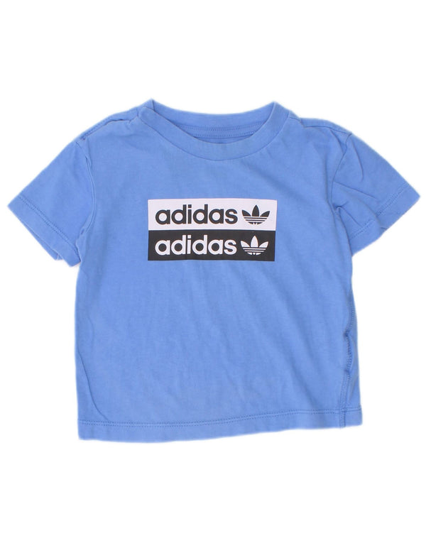 Футболка Adidas с рисунком для мальчиков 9–12 месяцев, синяя, хлопковая