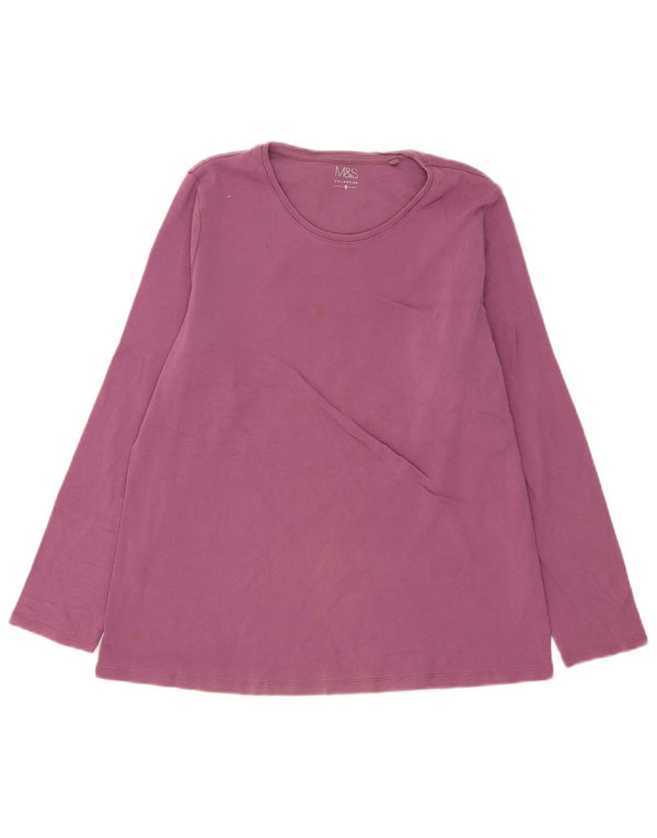 Женский топ с длинным рукавом Marks & Spencer UK 20 2XL, розовый хлопок