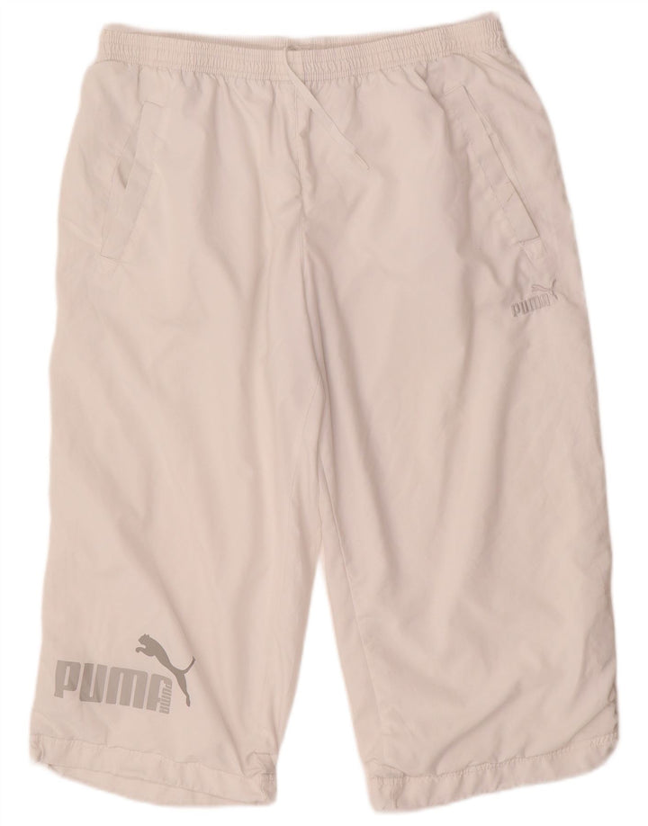 Мужские спортивные брюки-капри с рисунком Puma, большие белые полиэстеровые брюки