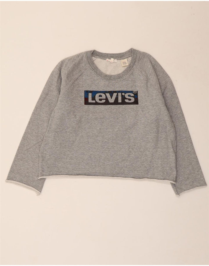 Женский укороченный свитер с рисунком LEVI'S UK 16, большой серый в крапинку