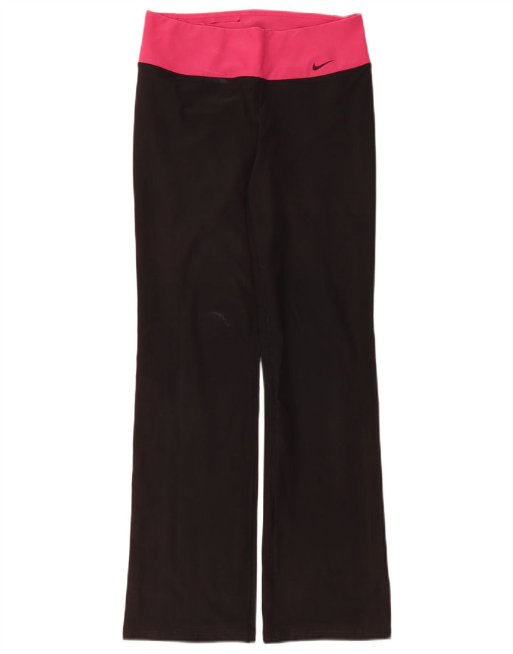 Женские леггинсы Nike Dri Fit UK 12, средние черные цветные блоки