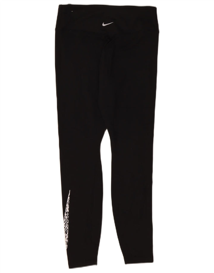 Женские леггинсы с рисунком NIKE Dri Fit UK 12, средний черный полиэстер