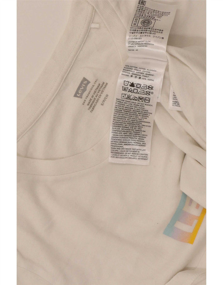 Женская футболка с рисунком Levi's Top UK 8, маленькая, белый хлопок