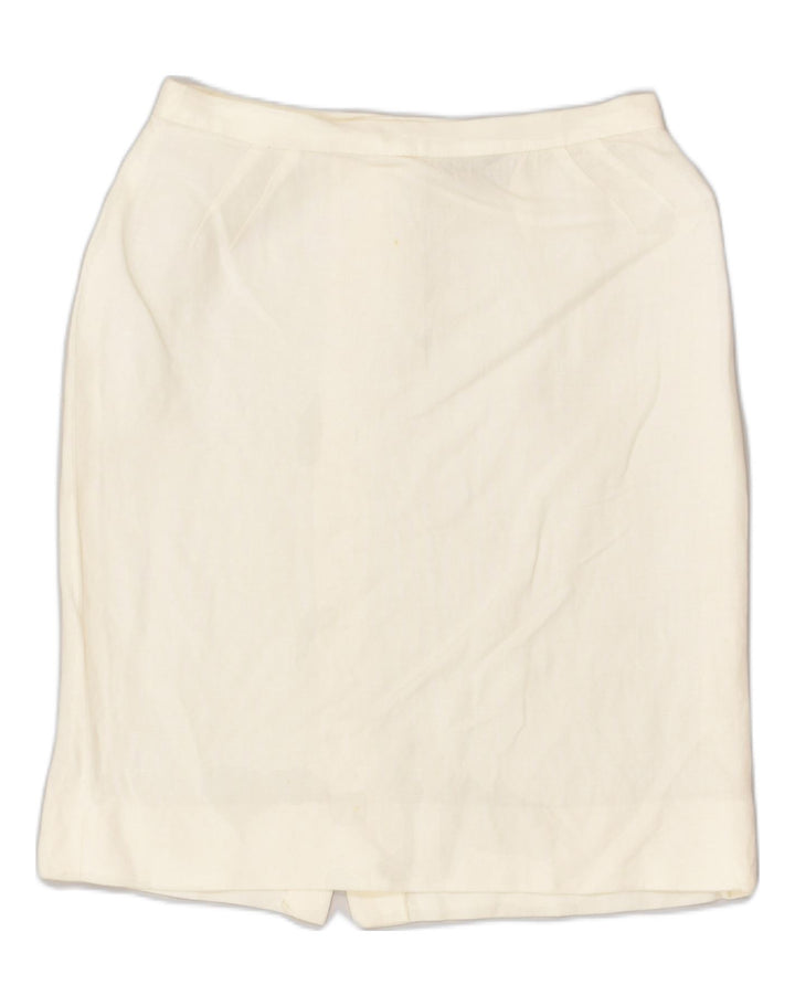 LUISA SPAGNOLI Womens Straight Skirt W26 Small White Linen | Vintage Luisa Spagnoli | Thrift | Second-Hand Luisa Spagnoli | Used Clothing | Messina Hembry 