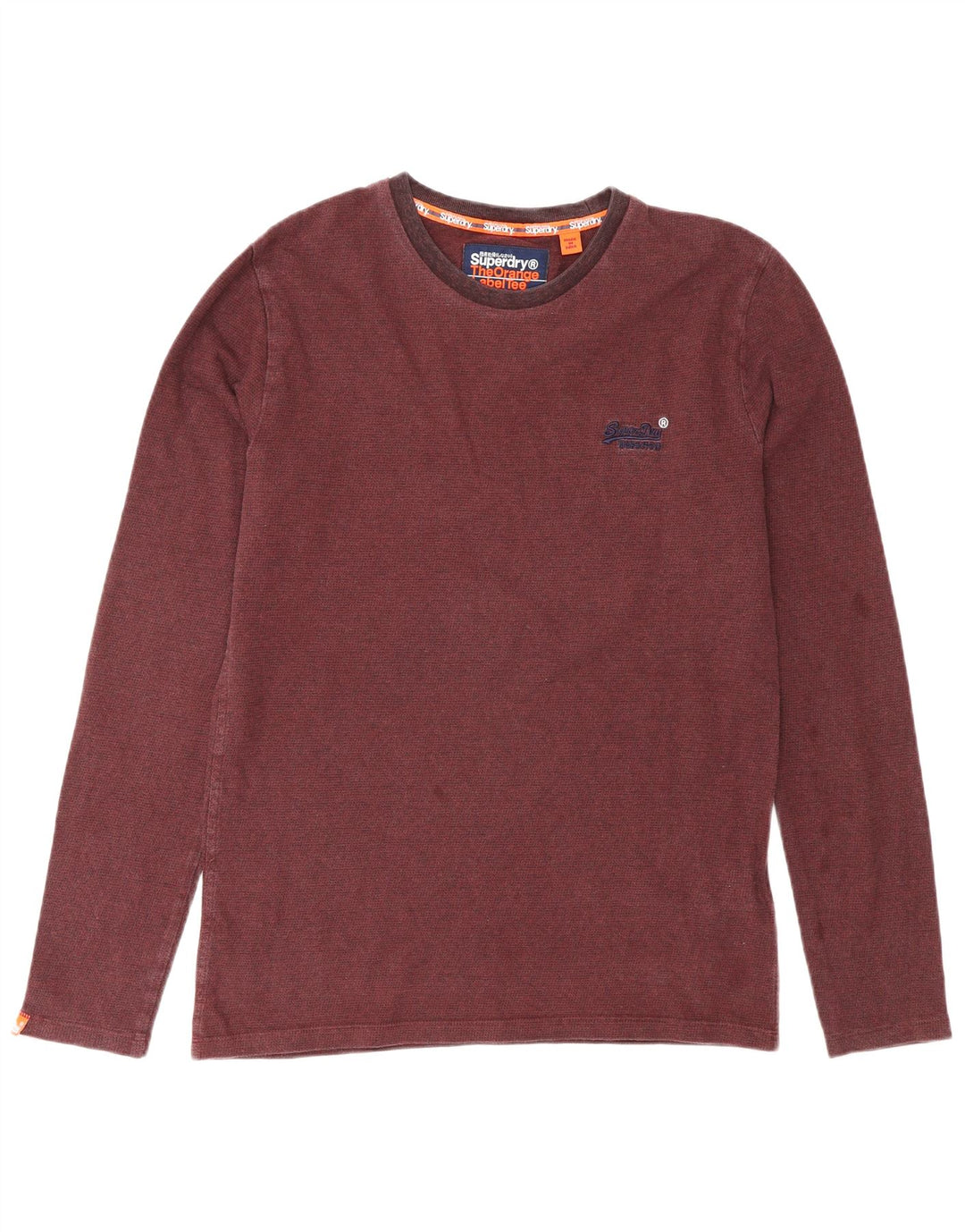 Мужской топ Superdry с длинным рукавом, маленький бордовый хлопок