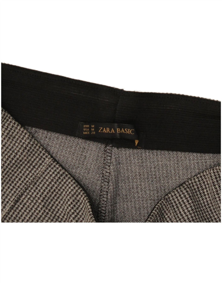 Женские повседневные брюки со штрипками Zara UK 12, средний серый с узором «гусиные лапки»