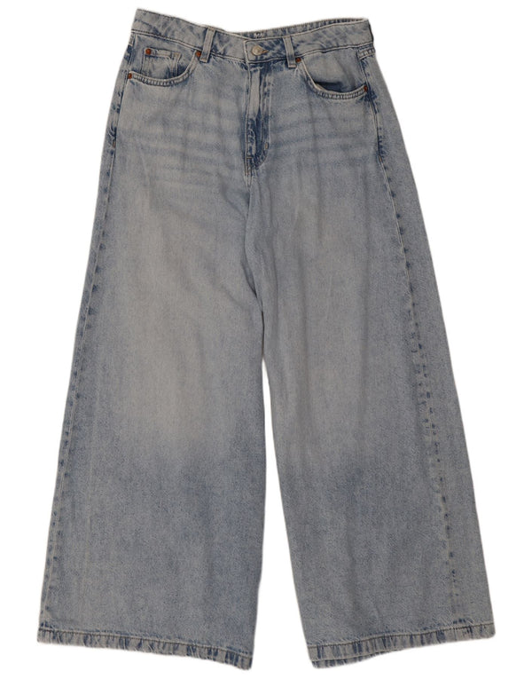 Marks & Spencer Womens High Waist Wide Leg Jeans UK 12 Medium W30 L28 Blue