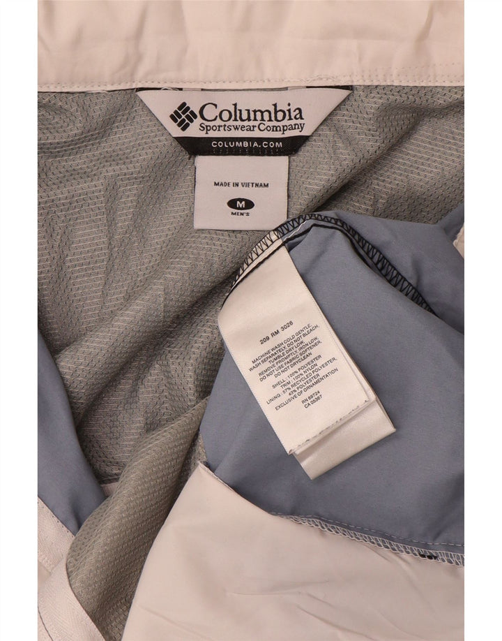 Мужская дождевик Columbia с капюшоном UK 38, средний белый полиэстер с цветными блоками