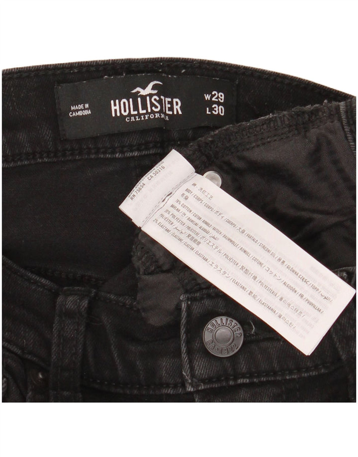 Женские потертые джинсы скинни HOLLISTER W29 L30, черный хлопок