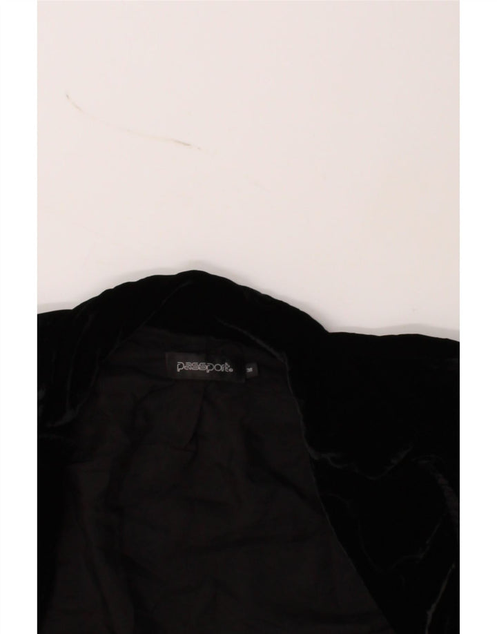 VINTAGE Womens Velvet Open Blazer Jacket EU 38 Medium Black Vintage Vintage and Second-Hand Vintage from Messina Hembry 