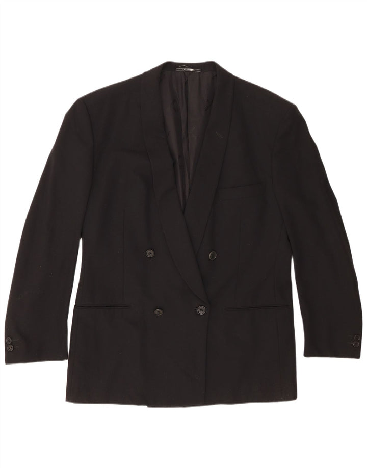 Мужской двубортный пиджак Trussardi IT 52 XL Черный из натуральной шерсти