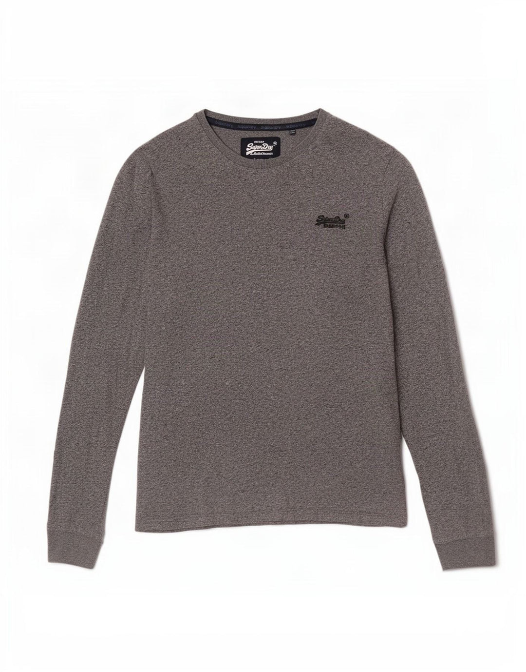 Мужской топ Superdry из хлопка с длинными рукавами среднего серого цвета в крапинку