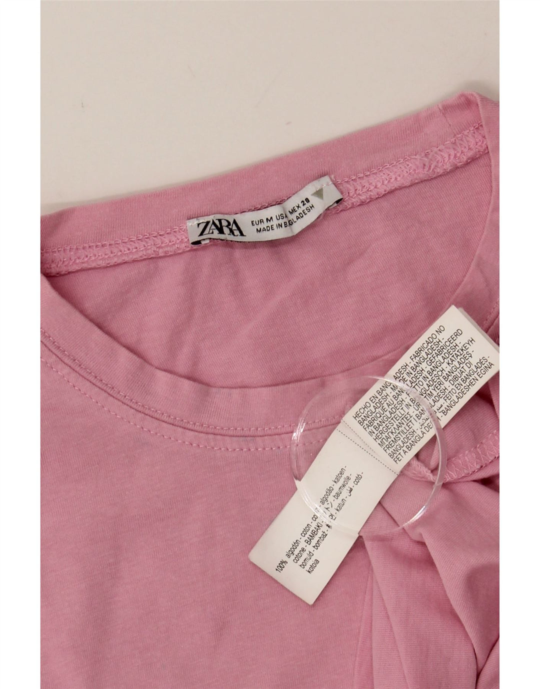 ZARA Womens T-Shirt Top UK 12 Medium Pink Cotton Vintage Zara and Second-Hand Zara from Messina Hembry 