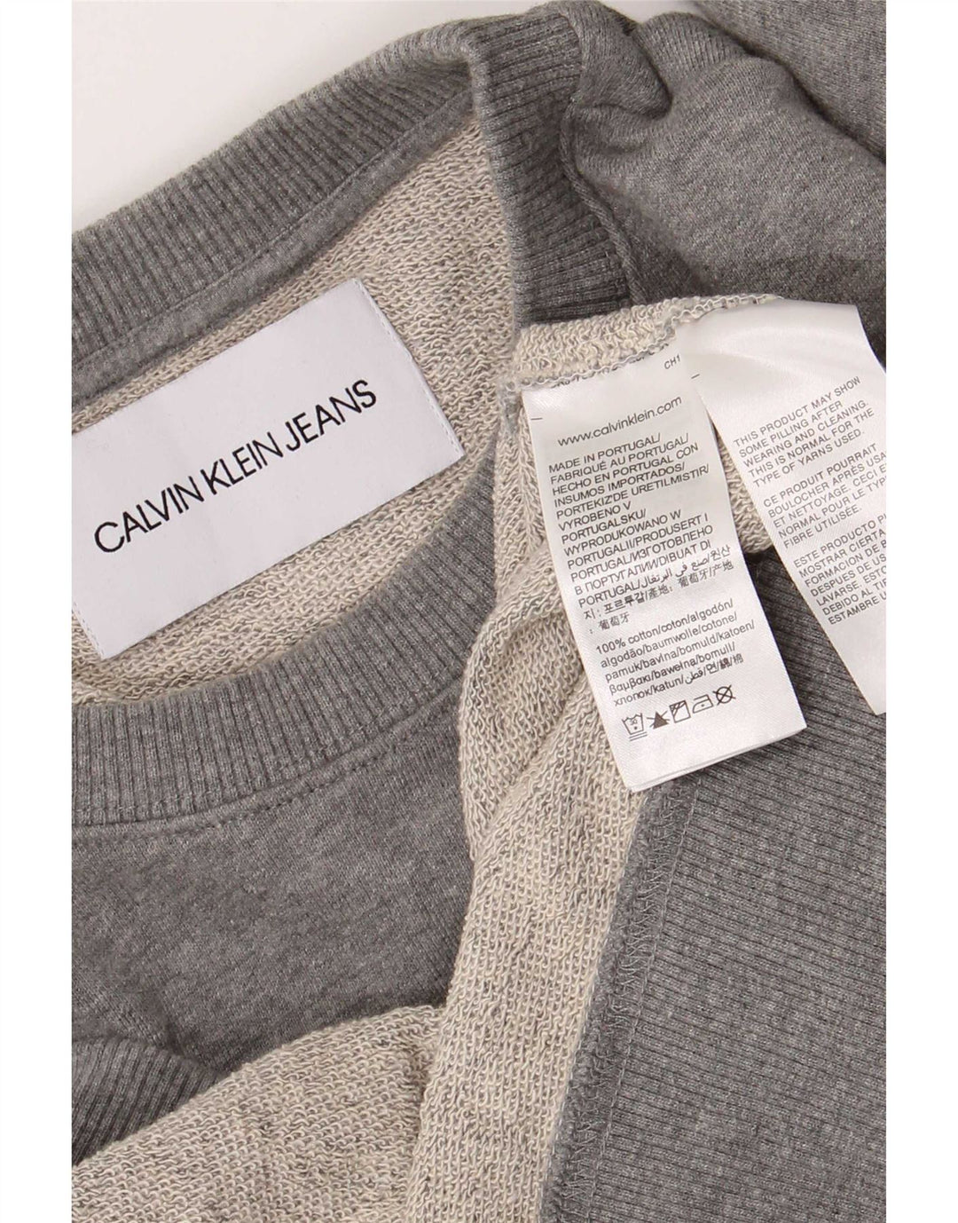 Мужской свитшот с рисунком Calvin Klein Jeans, джемпер среднего серого цвета, хлопок