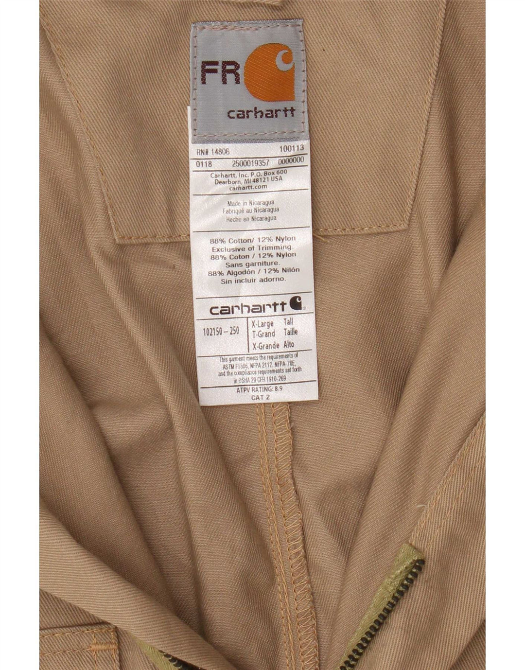Мужской комбинезон Carhartt XL, бежевый, хлопок