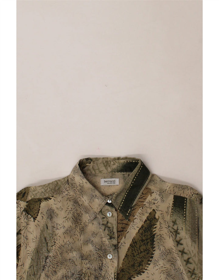 VINTAGE Womens Abstract Pattern Shirt Blouse UK 16 Large Beige Vintage Vintage and Second-Hand Vintage from Messina Hembry 