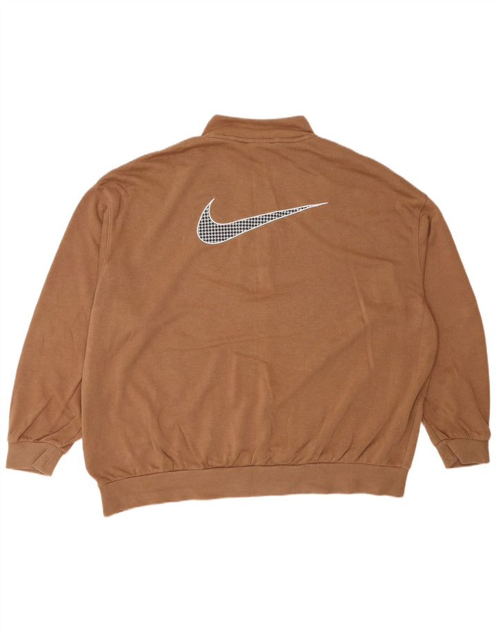 Женский свободный свитер с рисунком Nike UK 16, большой коричневый хлопок