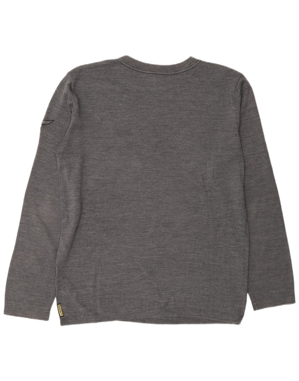 ARMANI JEANS Мужской свитер с круглым вырезом 2XL Серый Шерстяной