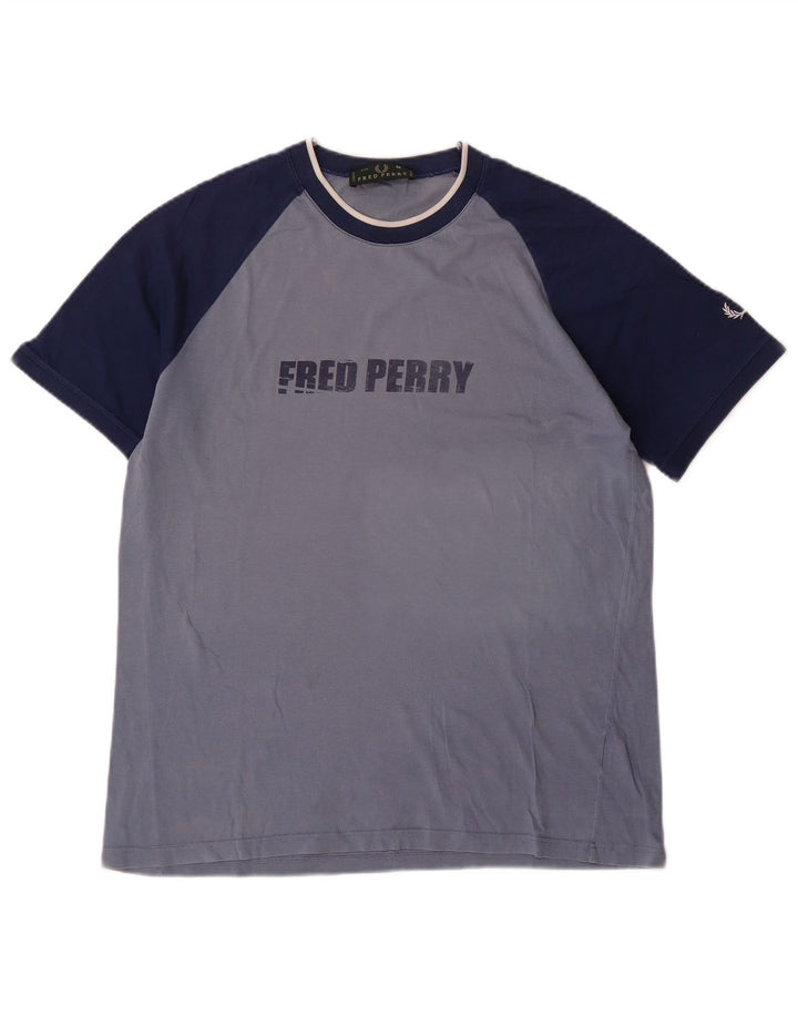 Мужская футболка с рисунком FRED PERRY, средний синий, цветной блок