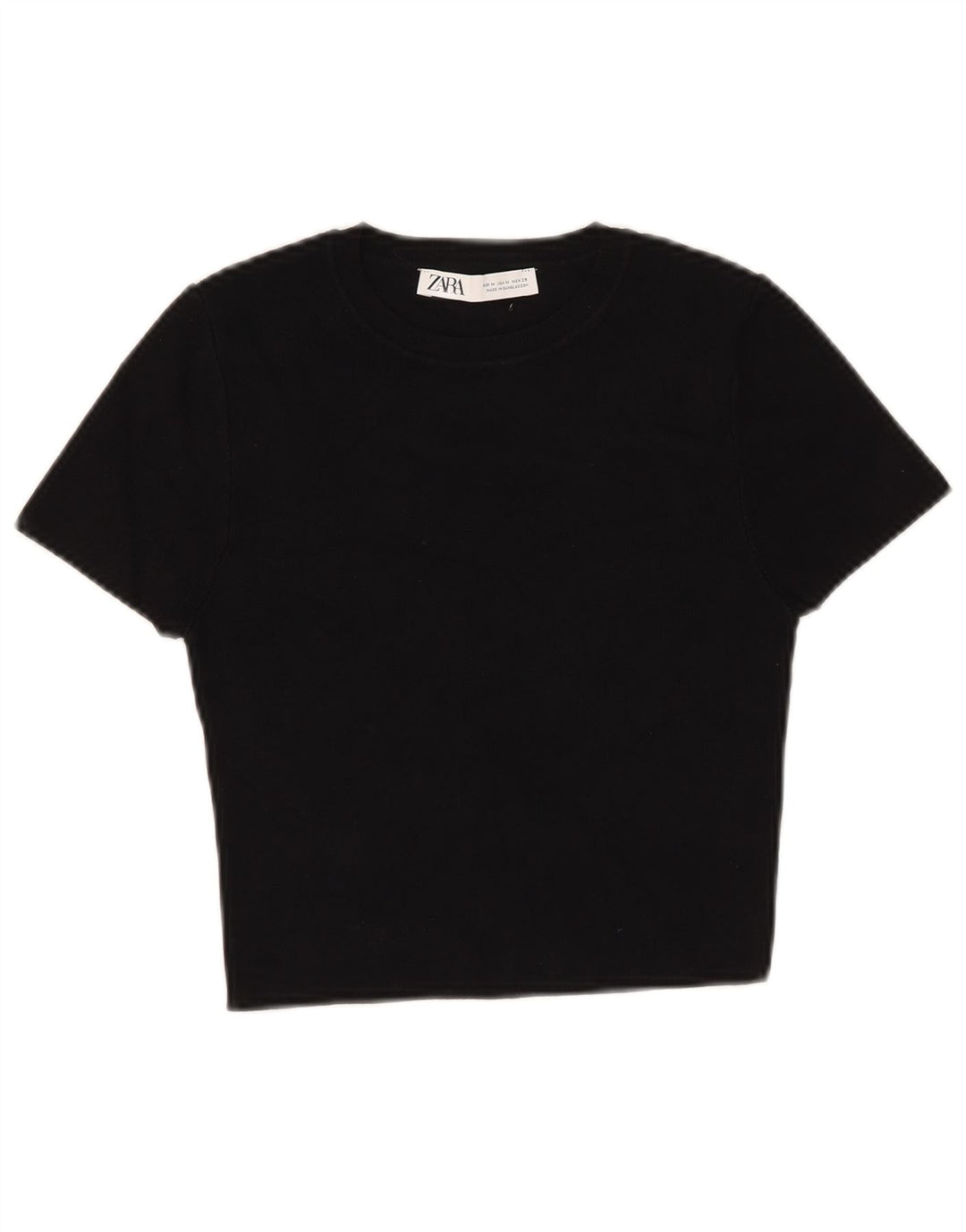 Женская укороченная футболка Zara UK 12, средний черный, вискоза