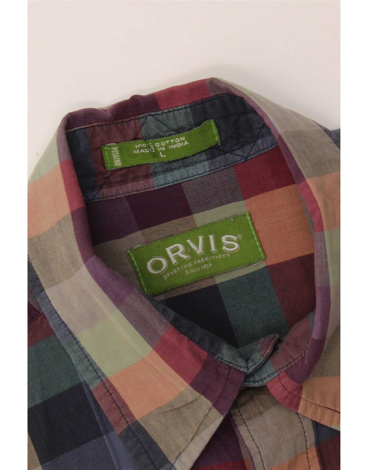 Женская рубашка с коротким рукавом Orvis, большой разноцветный хлопок в мелкую клетку