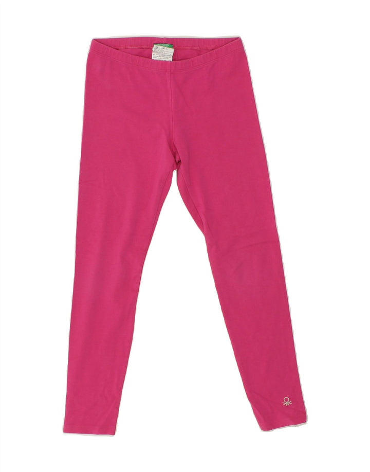 BENETTON Girls Leggings 7-8 Years Medium Pink Cotton Vintage Benetton and Second-Hand Benetton from Messina Hembry 