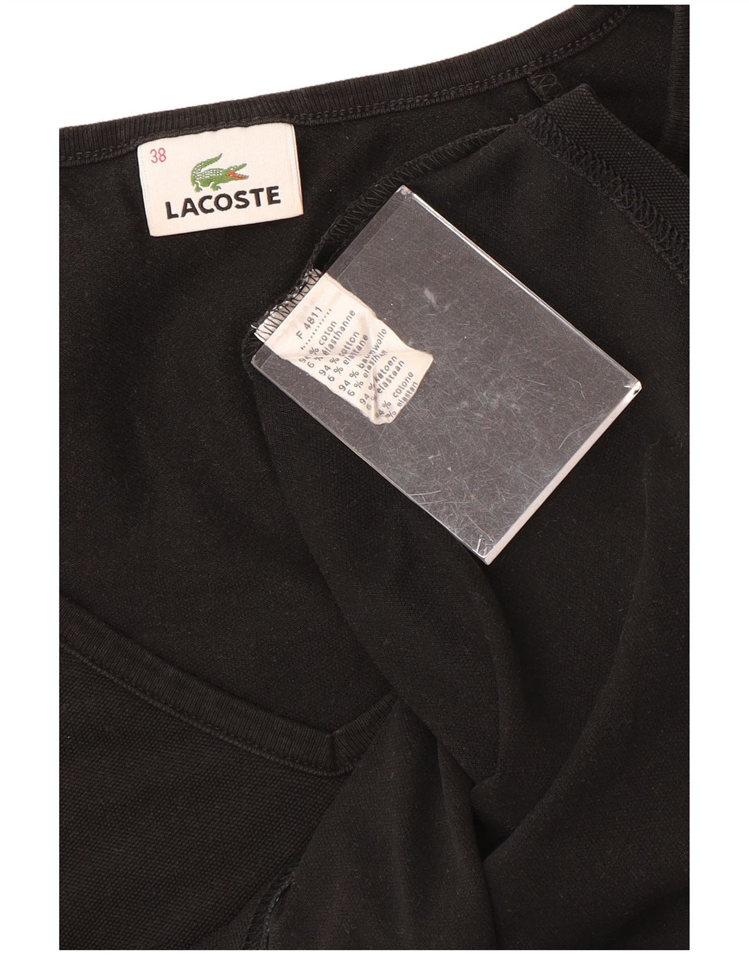 LACOSTE Женская футболка, размер 38, средний, черный, хлопок