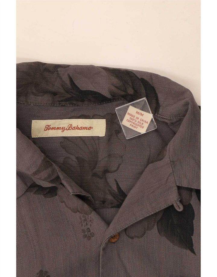 Tommy Bahama Мужская рубашка с коротким рукавом среднего серого цвета из шелка
